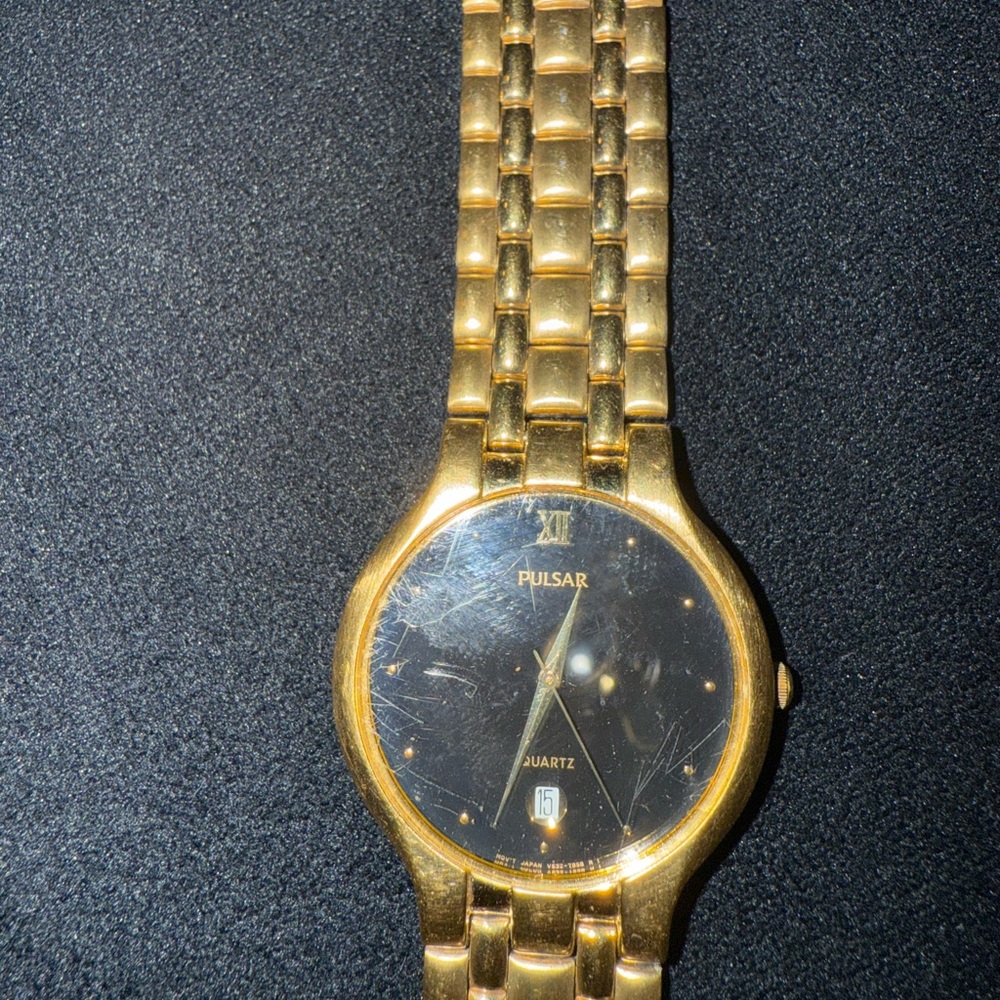 Pulsar Gold Bracelet Watch with Black Dial
